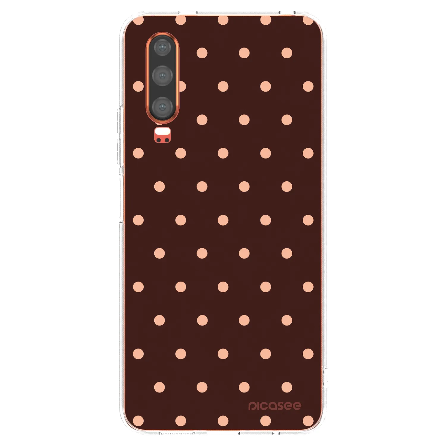 Picasee silikonowe przeźroczyste etui na Huawei P30 - Peach Dots & Chocolate