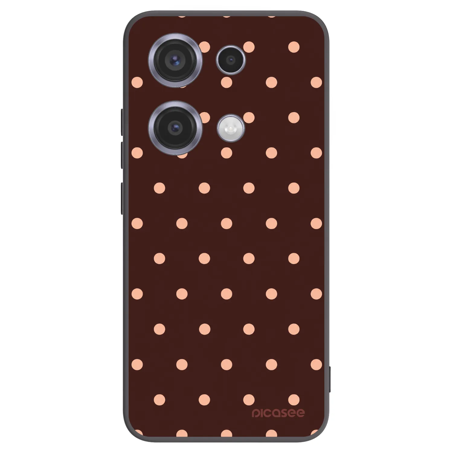 Picasee silikonowe czarne etui na Xiaomi Redmi Note 14S - Peach Dots & Chocolate