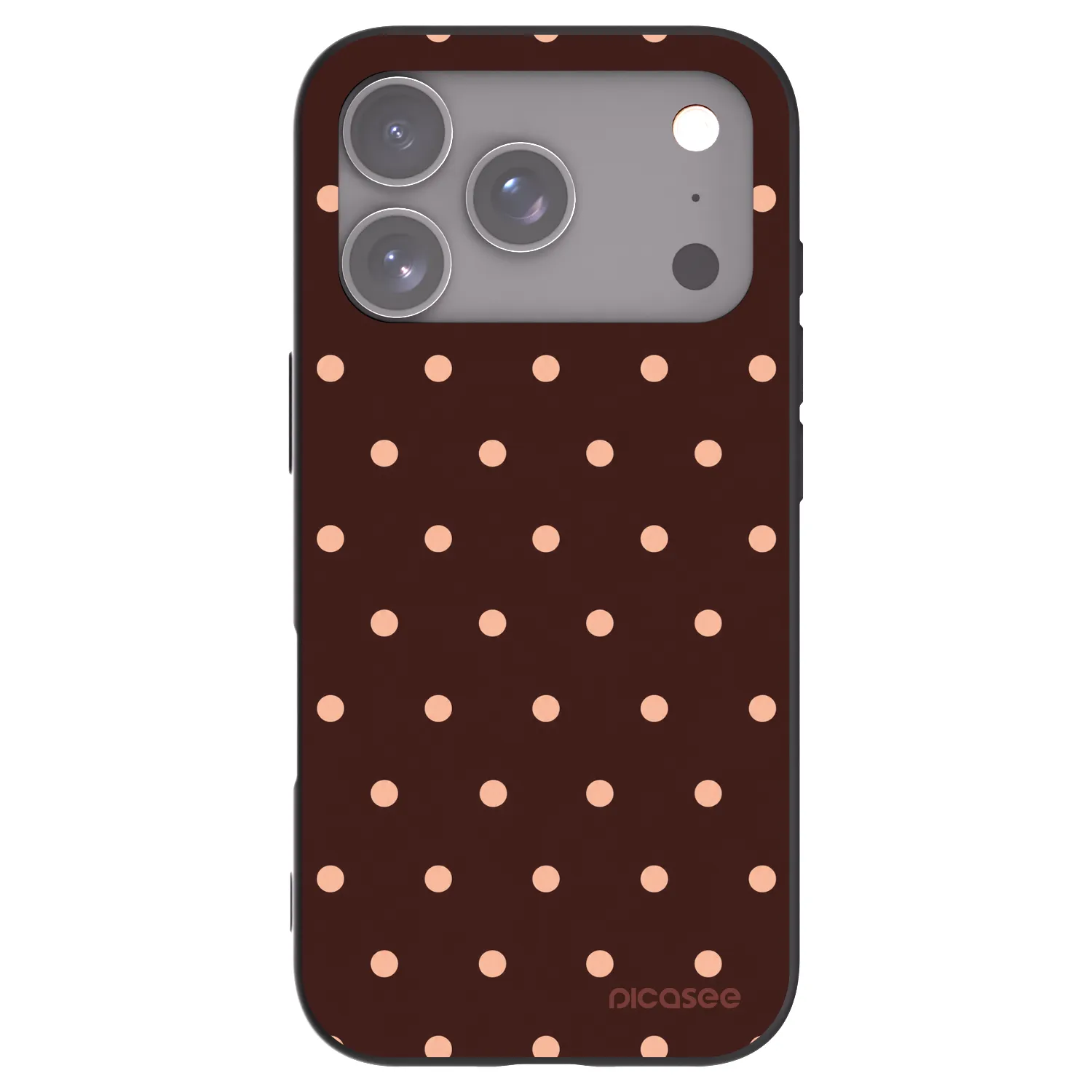 Picasee silikonowe czarne etui na Apple iPhone 17 Pro - Peach Dots & Chocolate