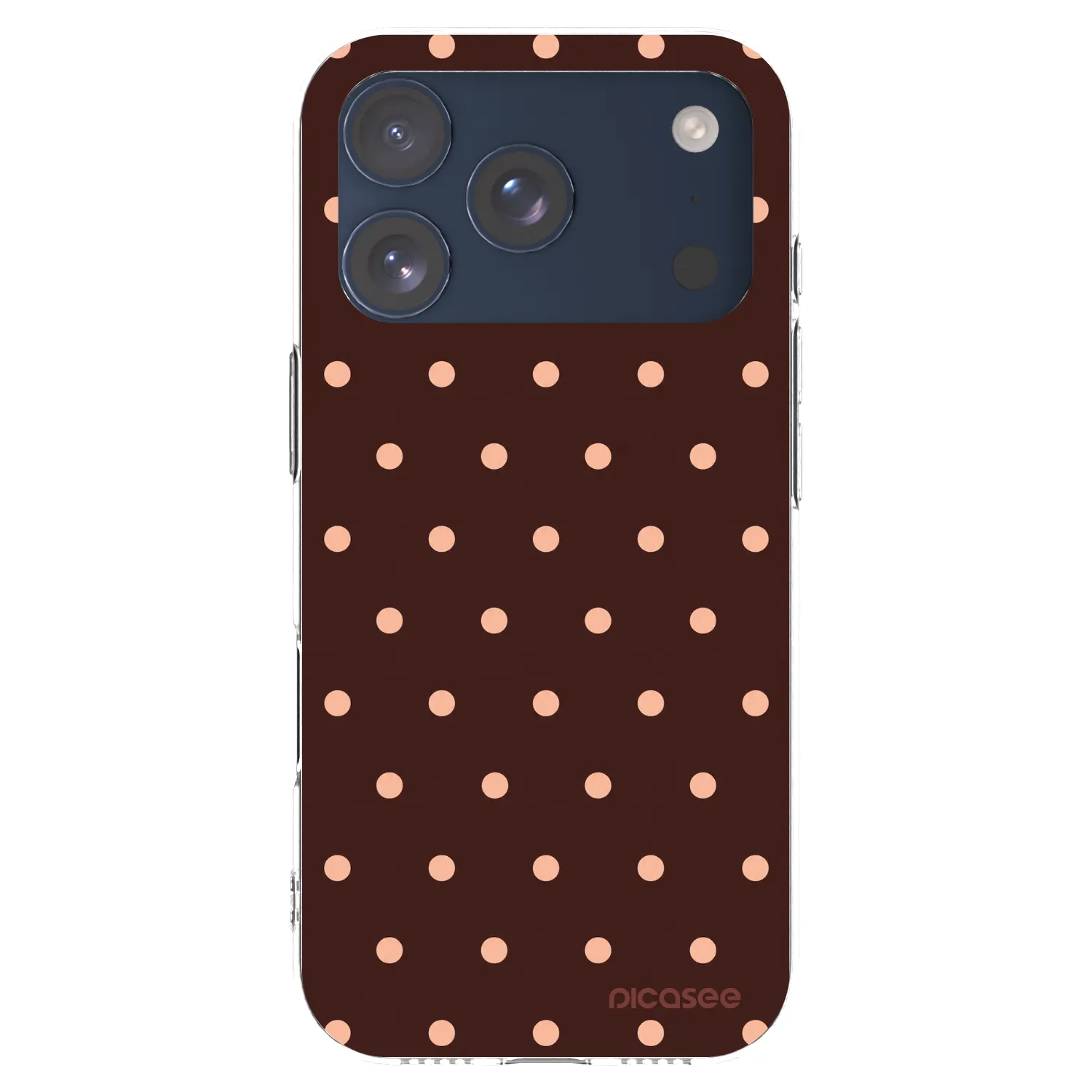 Picasee silikonowe przeźroczyste etui na Apple iPhone 17 Pro - Peach Dots & Chocolate