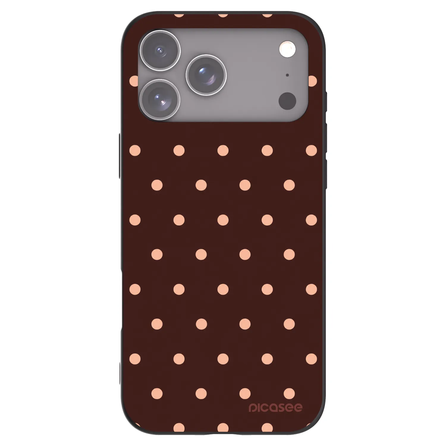Picasee silikonowe czarne etui na Apple iPhone 17 Pro Max - Peach Dots & Chocolate