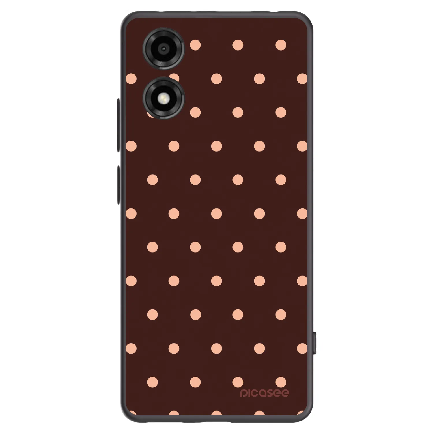Picasee silikonowe czarne etui na Motorola Moto E14 - Peach Dots & Chocolate