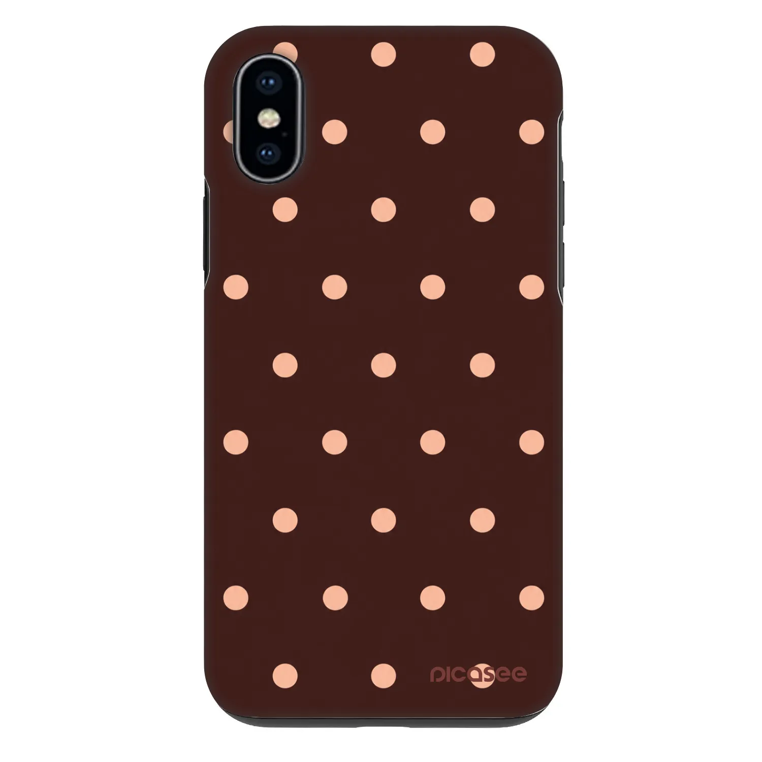Picasee Fashion Case na Apple iPhone X/XS - Peach Dots & Chocolate