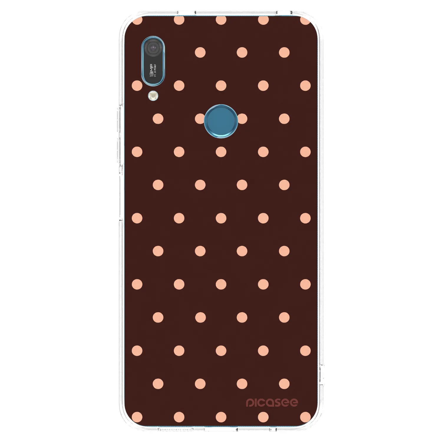 Picasee silikonowe przeźroczyste etui na Huawei Y6 2019 - Peach Dots & Chocolate