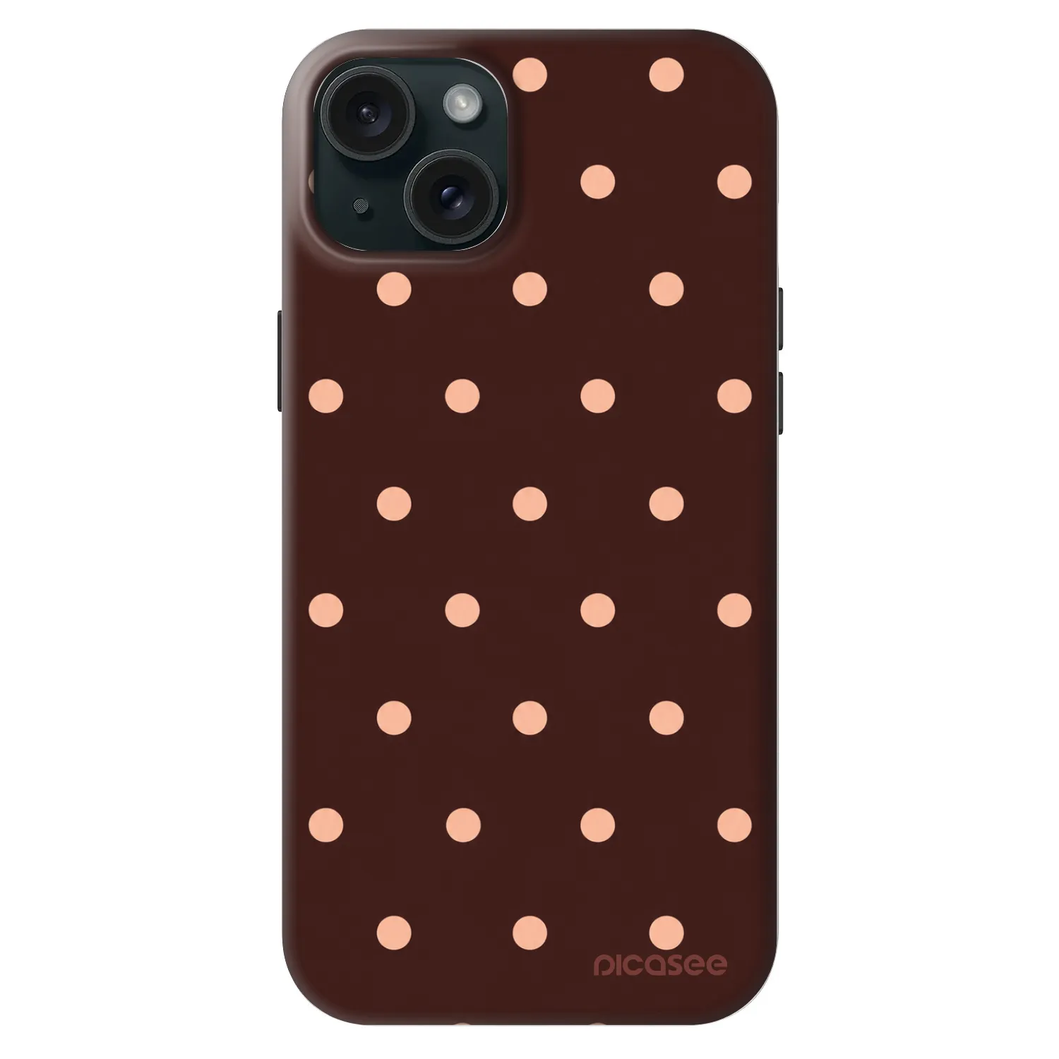 Picasee Fashion Case MagSafe na Apple iPhone 15 Plus - Peach Dots & Chocolate