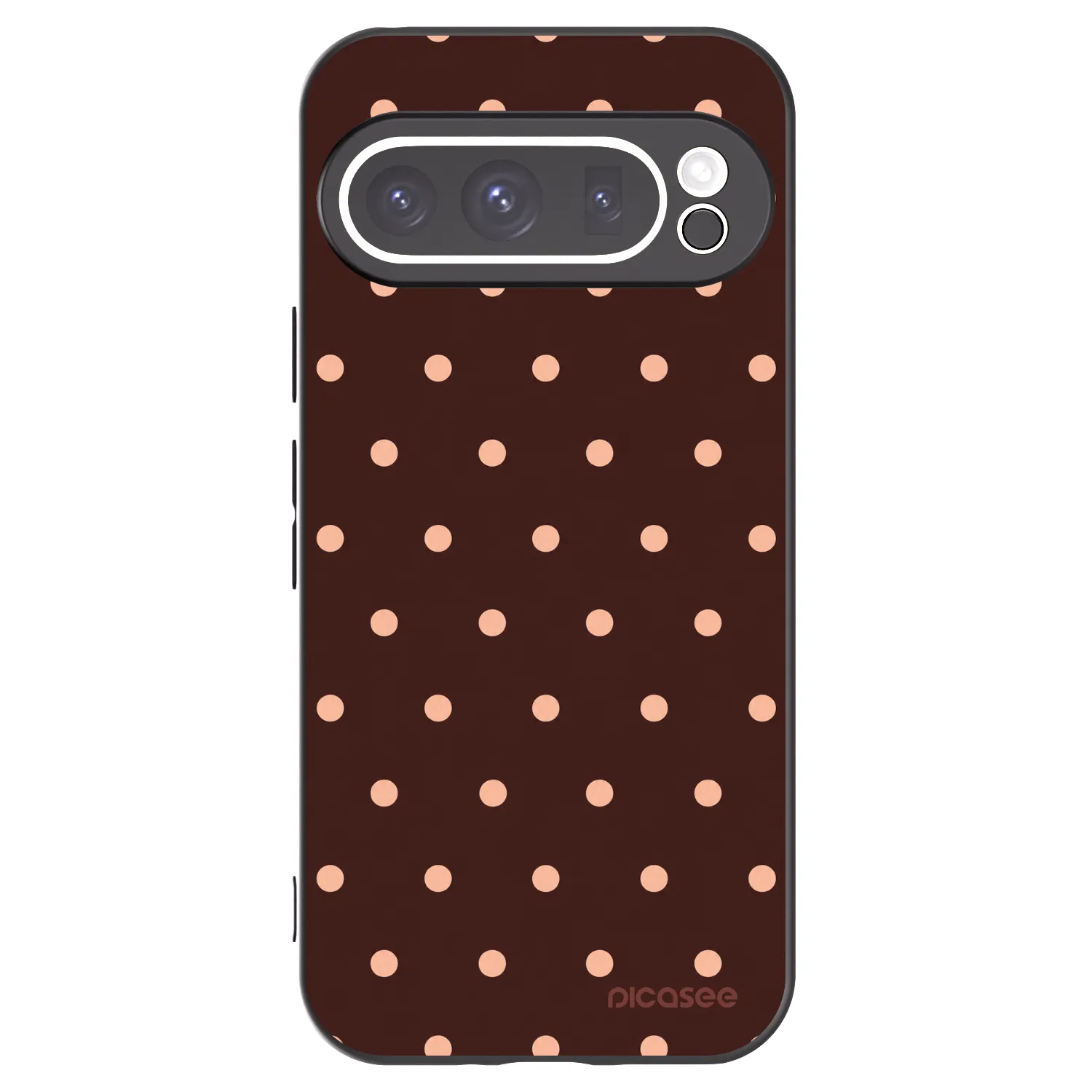 Picasee silikonowe czarne etui na Google Pixel 9 Pro XL - Peach Dots & Chocolate