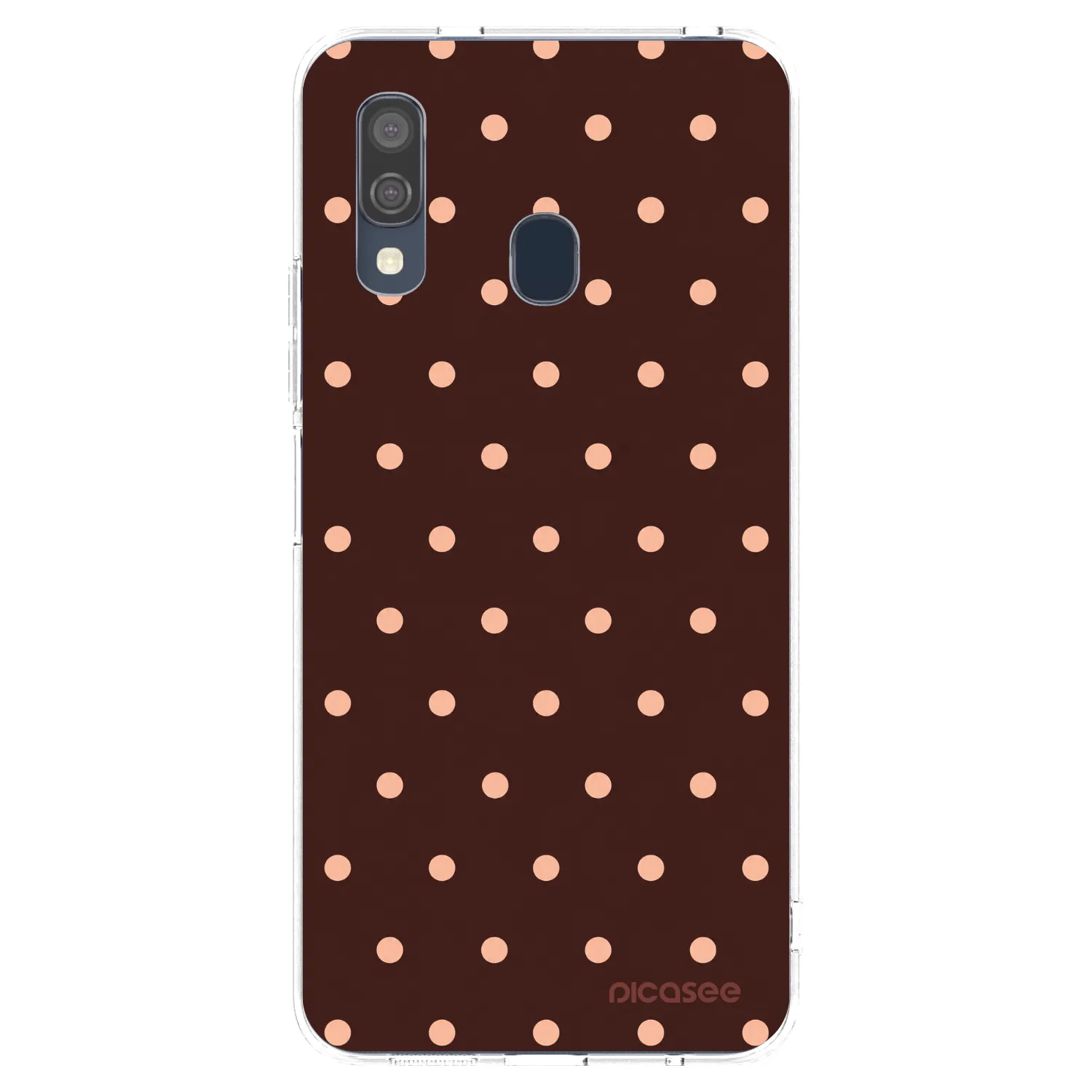Picasee silikonowe przeźroczyste etui na Samsung Galaxy A40 A405F - Peach Dots & Chocolate