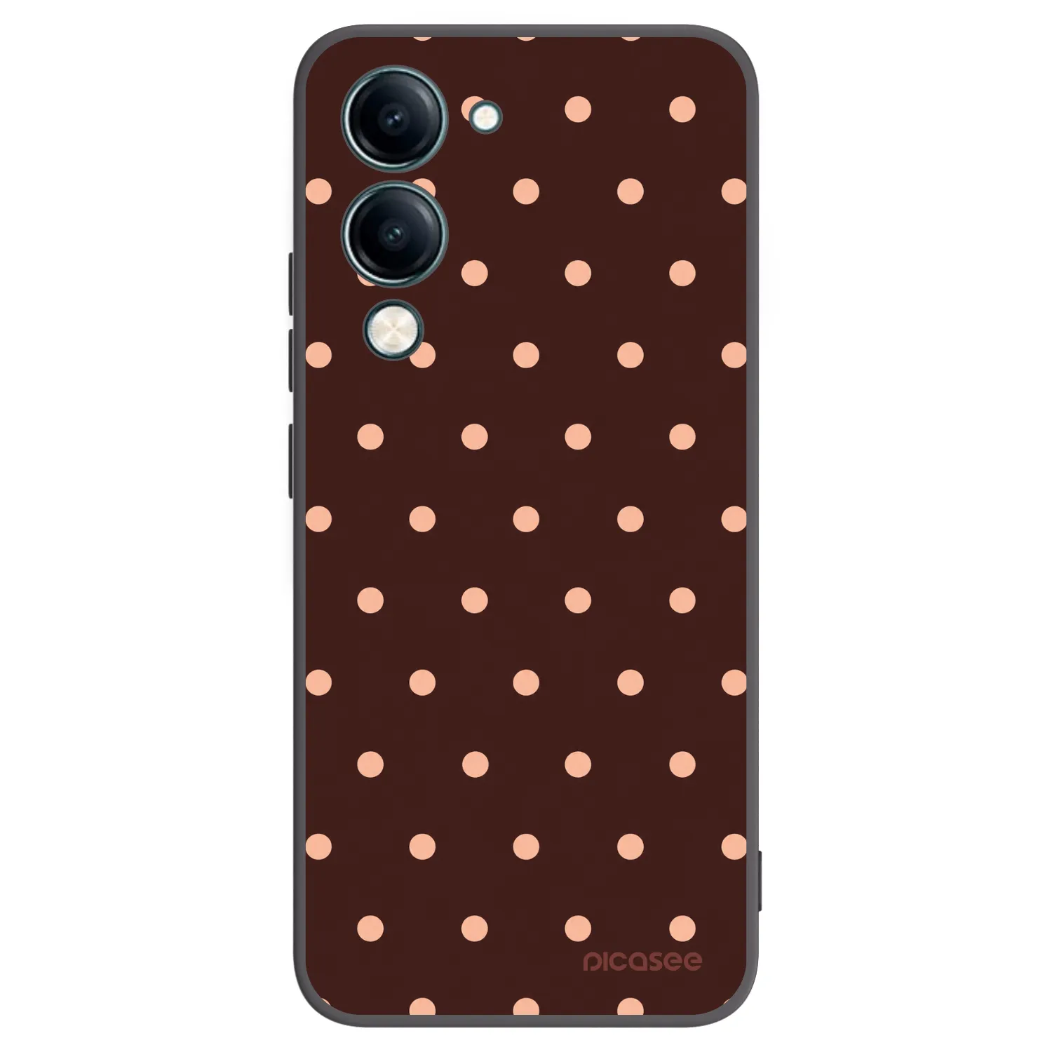 Picasee silikonowe czarne etui na Vivo Y29s 5G - Peach Dots & Chocolate