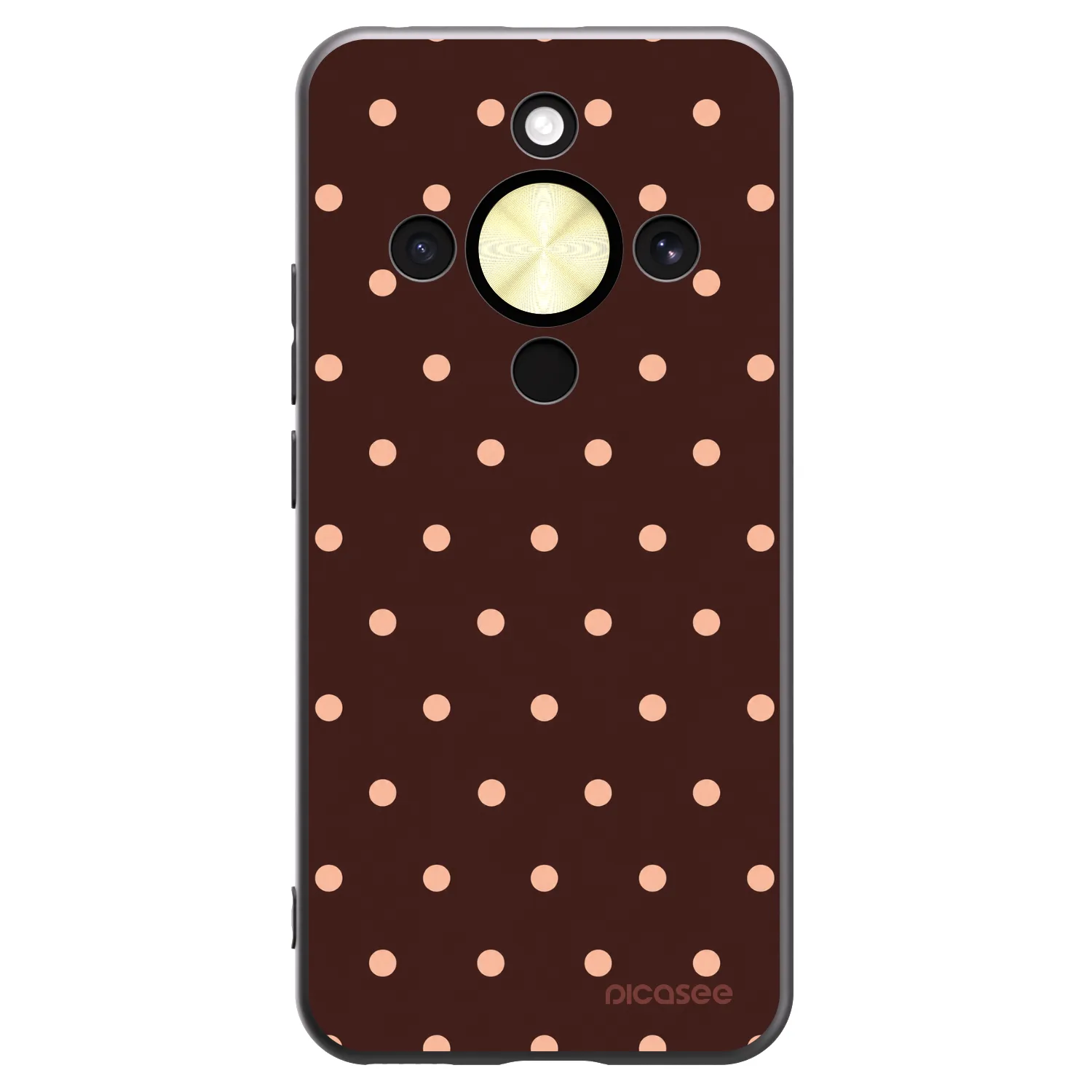 Picasee silikonowe czarne etui na Honor Magic8 Lite 5G - Peach Dots & Chocolate