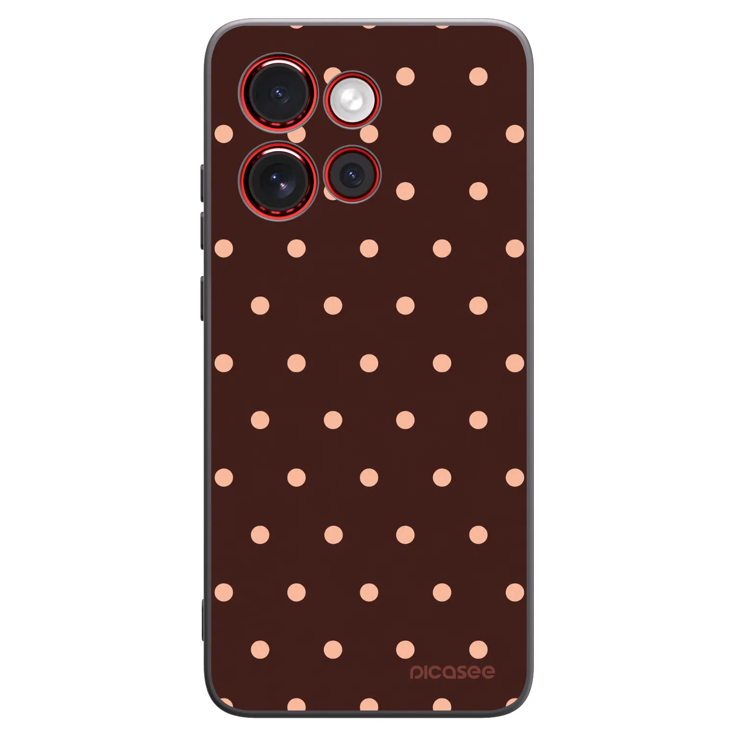 Picasee silikonowe czarne etui na Motorola Edge 60 Neo 5G - Peach Dots & Chocolate