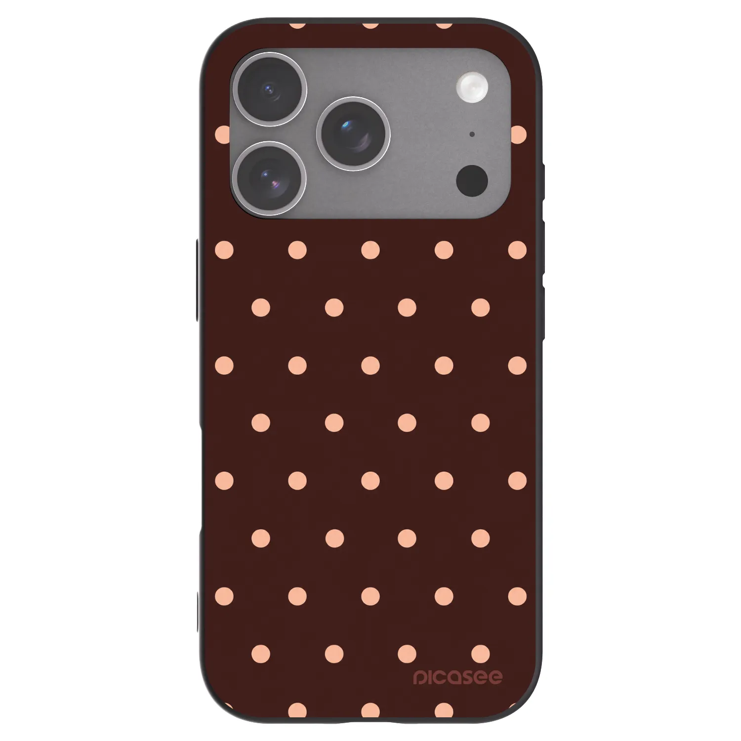 Picasee silikonowe czarne etui na Apple iPhone 18 Pro - Peach Dots & Chocolate