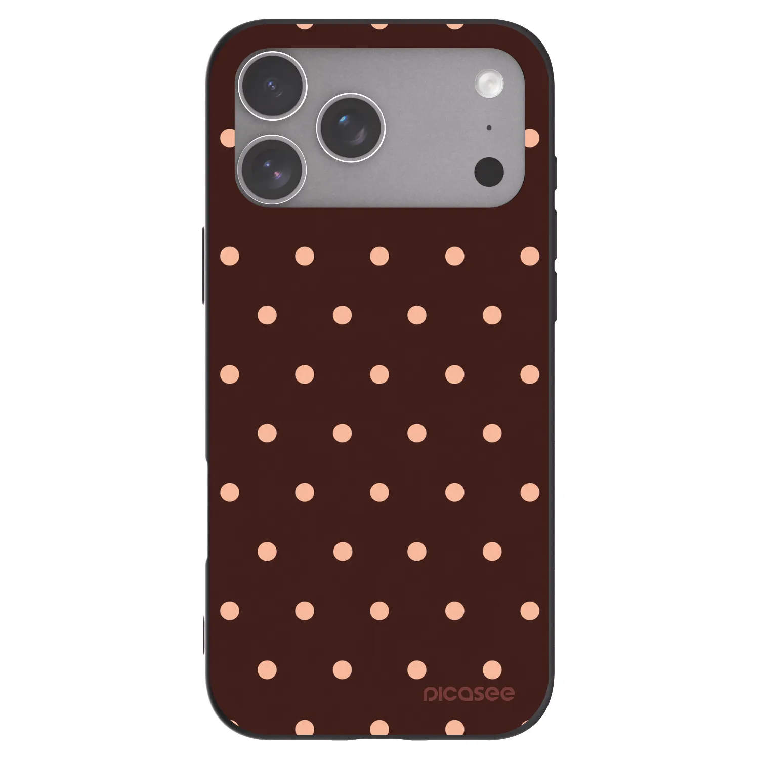 Picasee silikonowe czarne etui na Apple iPhone 18 Pro Max - Peach Dots & Chocolate