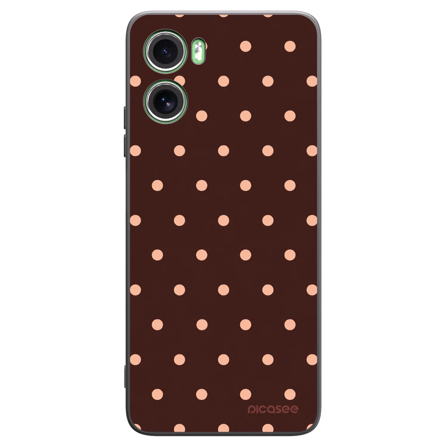 Picasee silikonowe czarne etui na Motorola Moto G06 - Peach Dots & Chocolate