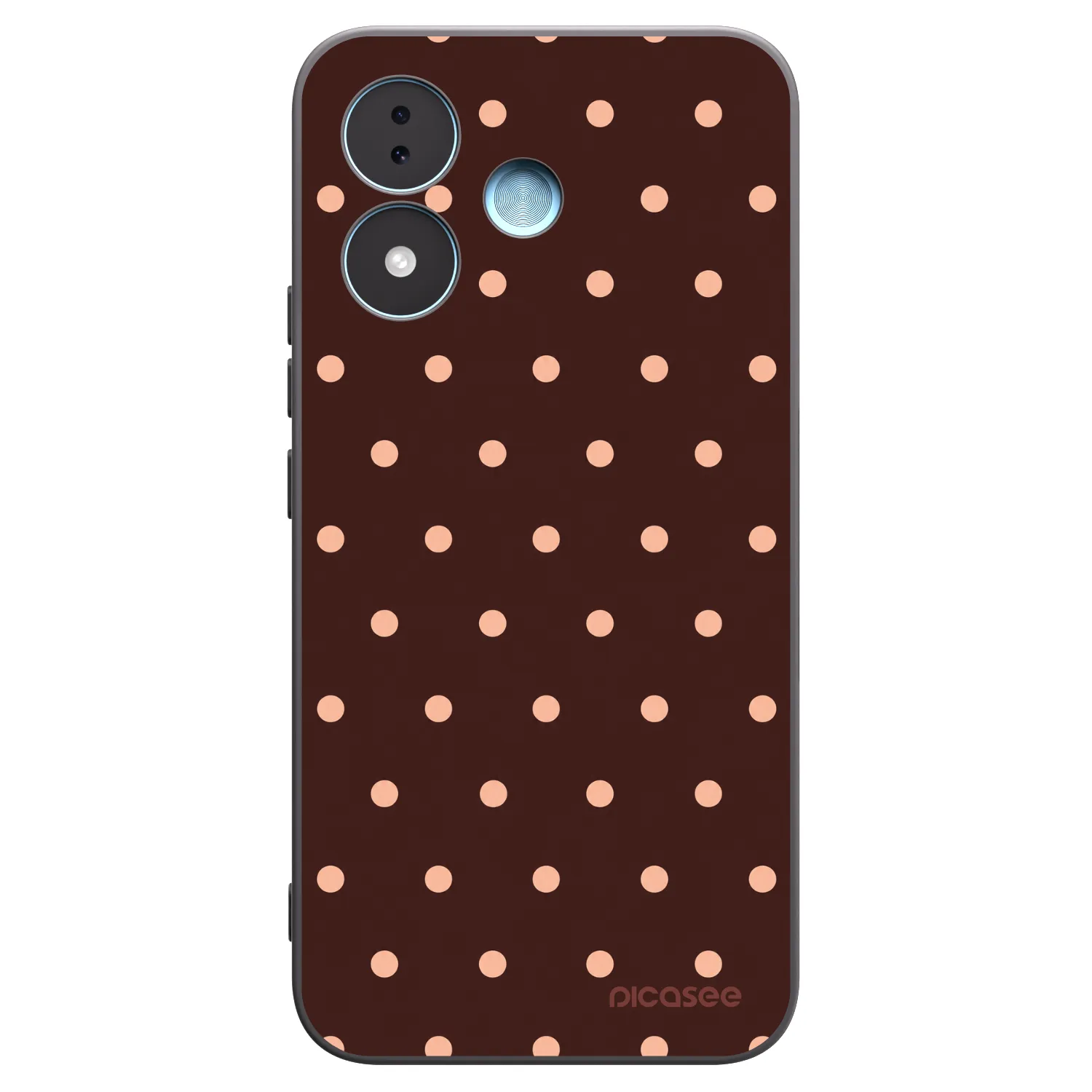 Picasee silikonowe czarne etui na Xiaomi Redmi Note 17 5G - Peach Dots & Chocolate