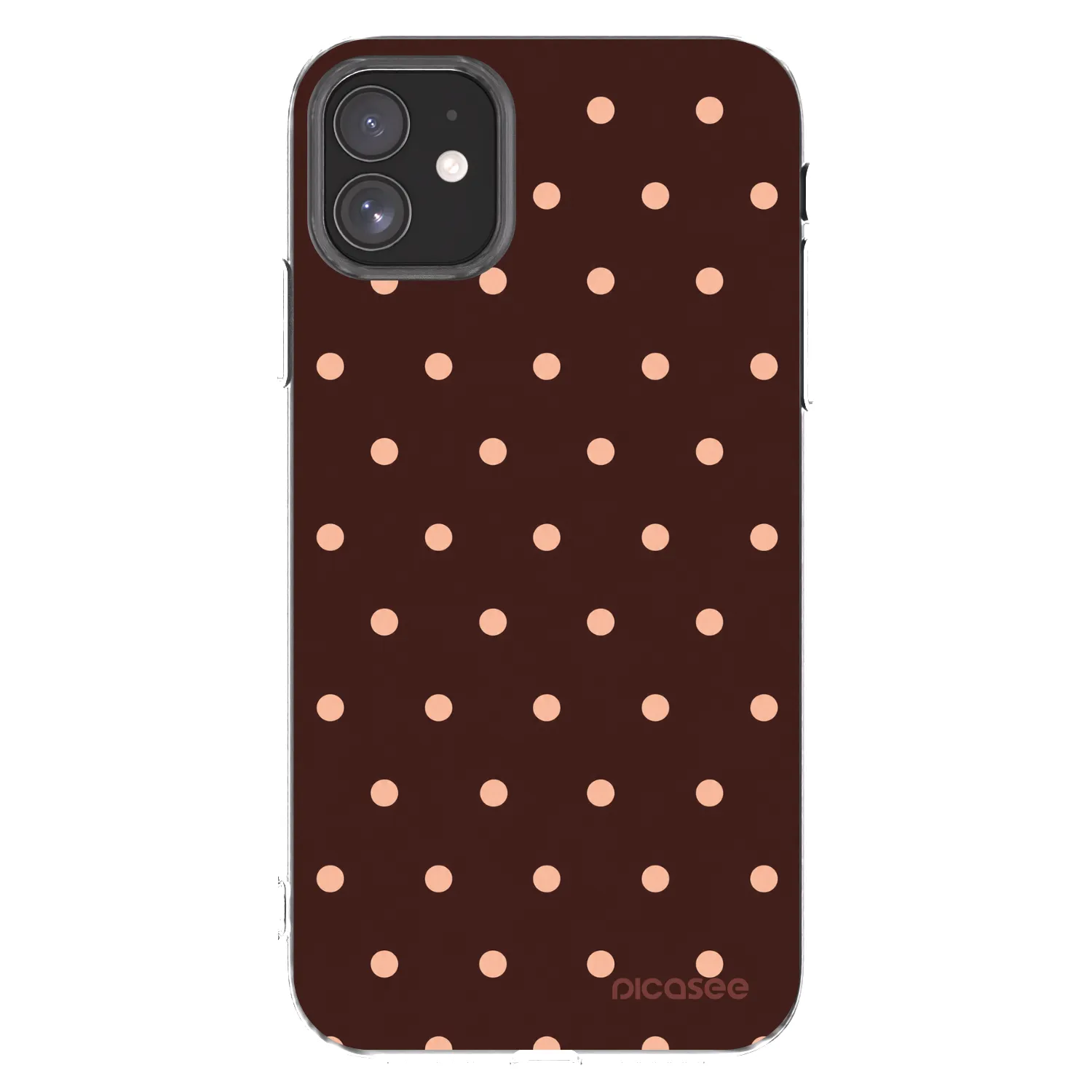 Picasee silikonowe przeźroczyste etui na Apple iPhone 11 - Peach Dots & Chocolate