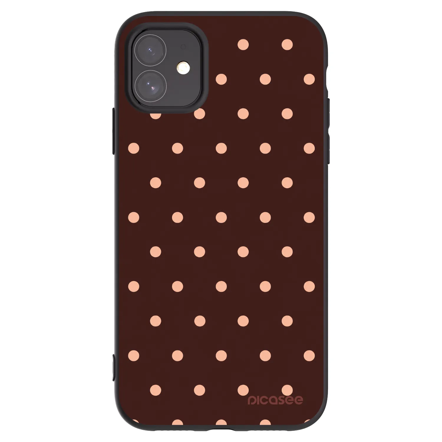 Picasee silikonowe czarne etui na Apple iPhone 11 - Peach Dots & Chocolate