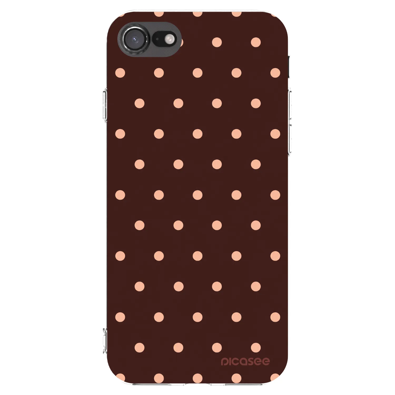Picasee silikonowe przeźroczyste etui na Apple iPhone 8 - Peach Dots & Chocolate