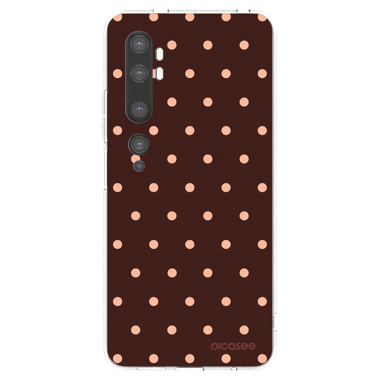 Picasee silikonowe przeźroczyste etui na Xiaomi Mi Note 10 (Pro) - Peach Dots & Chocolate