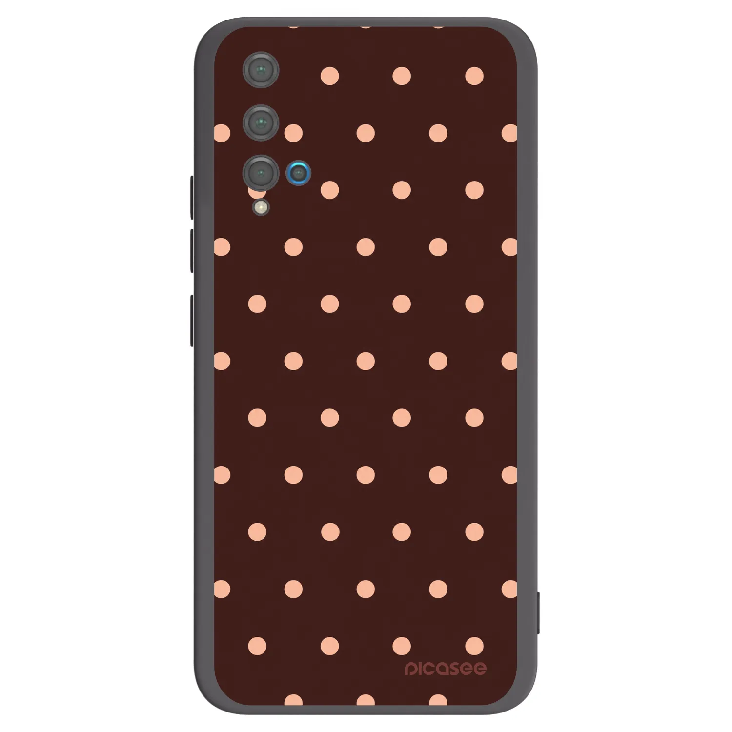 Picasee silikonowe czarne etui na Huawei Nova 5T - Peach Dots & Chocolate