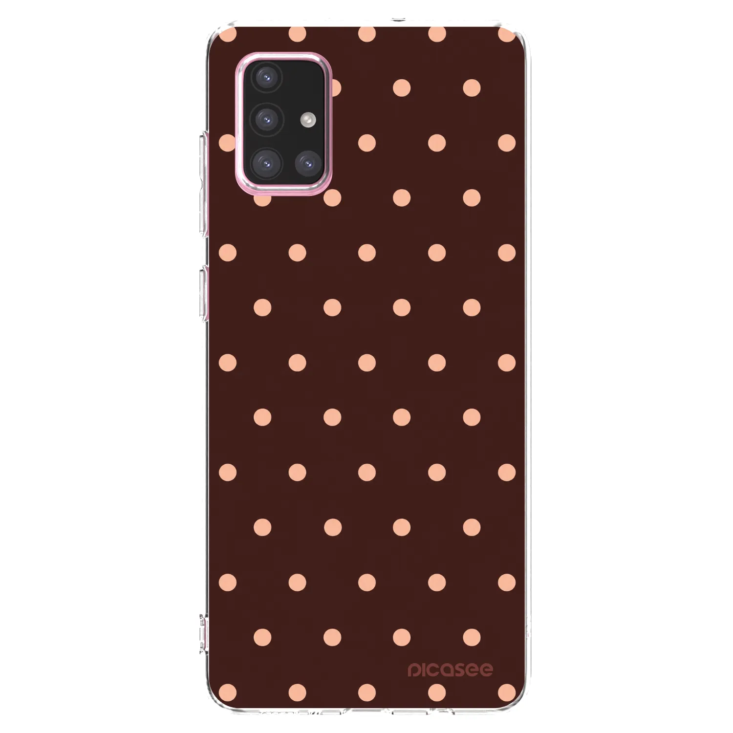Picasee silikonowe przeźroczyste etui na Samsung Galaxy A71 A715F - Peach Dots & Chocolate