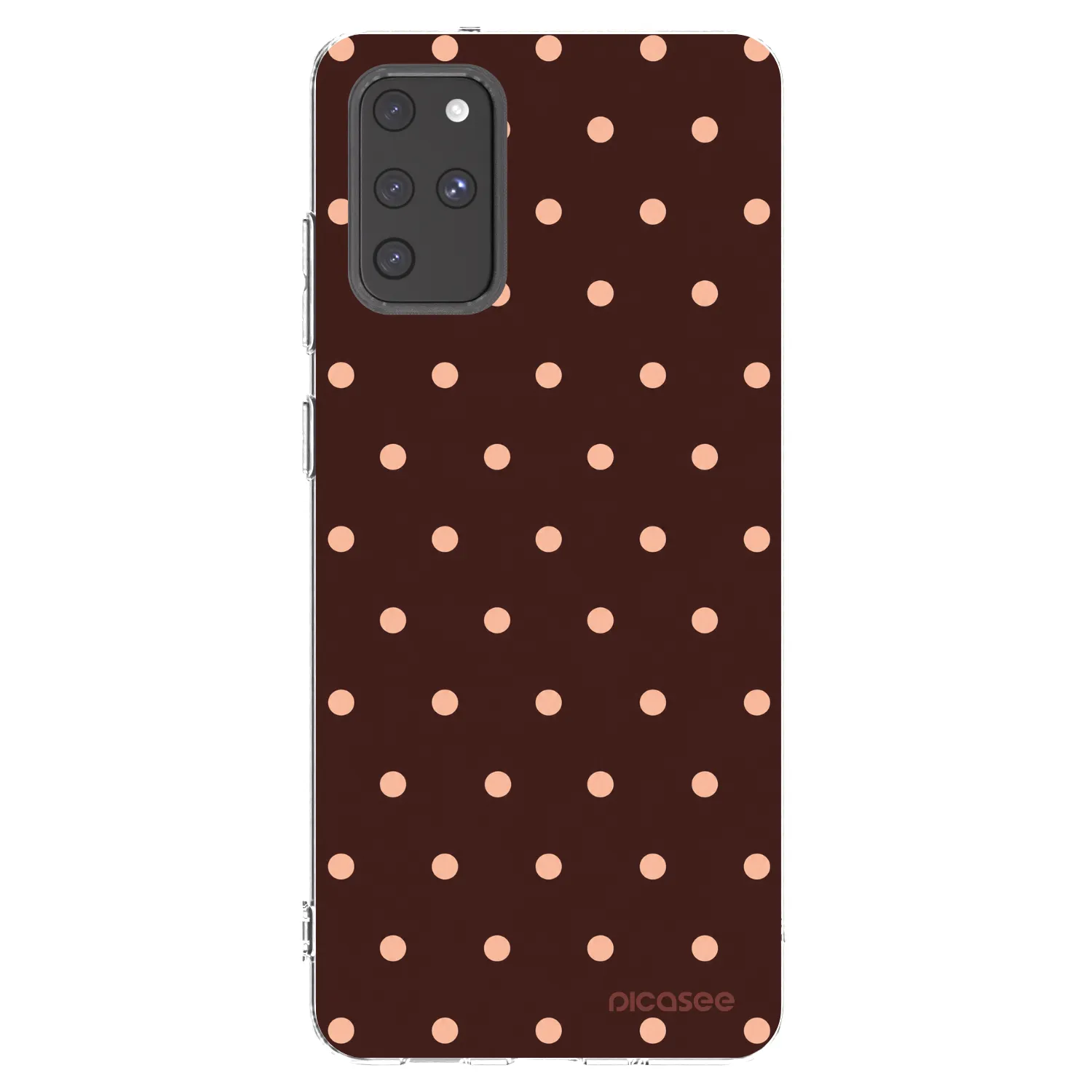 Picasee silikonowe przeźroczyste etui na Samsung Galaxy S20+ G985F - Peach Dots & Chocolate