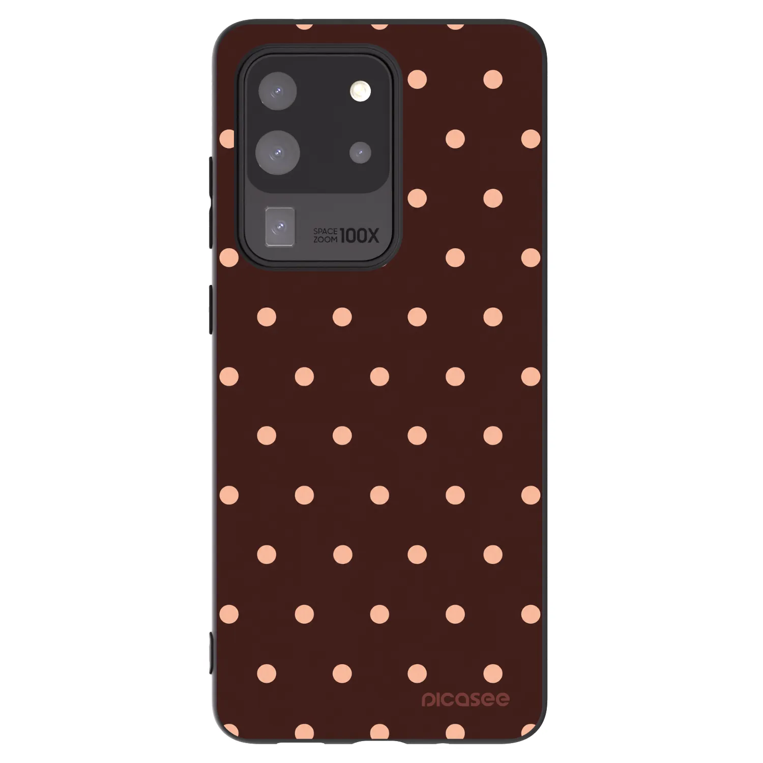 Picasee silikonowe czarne etui na Samsung Galaxy S20 Ultra 5G G988F - Peach Dots & Chocolate