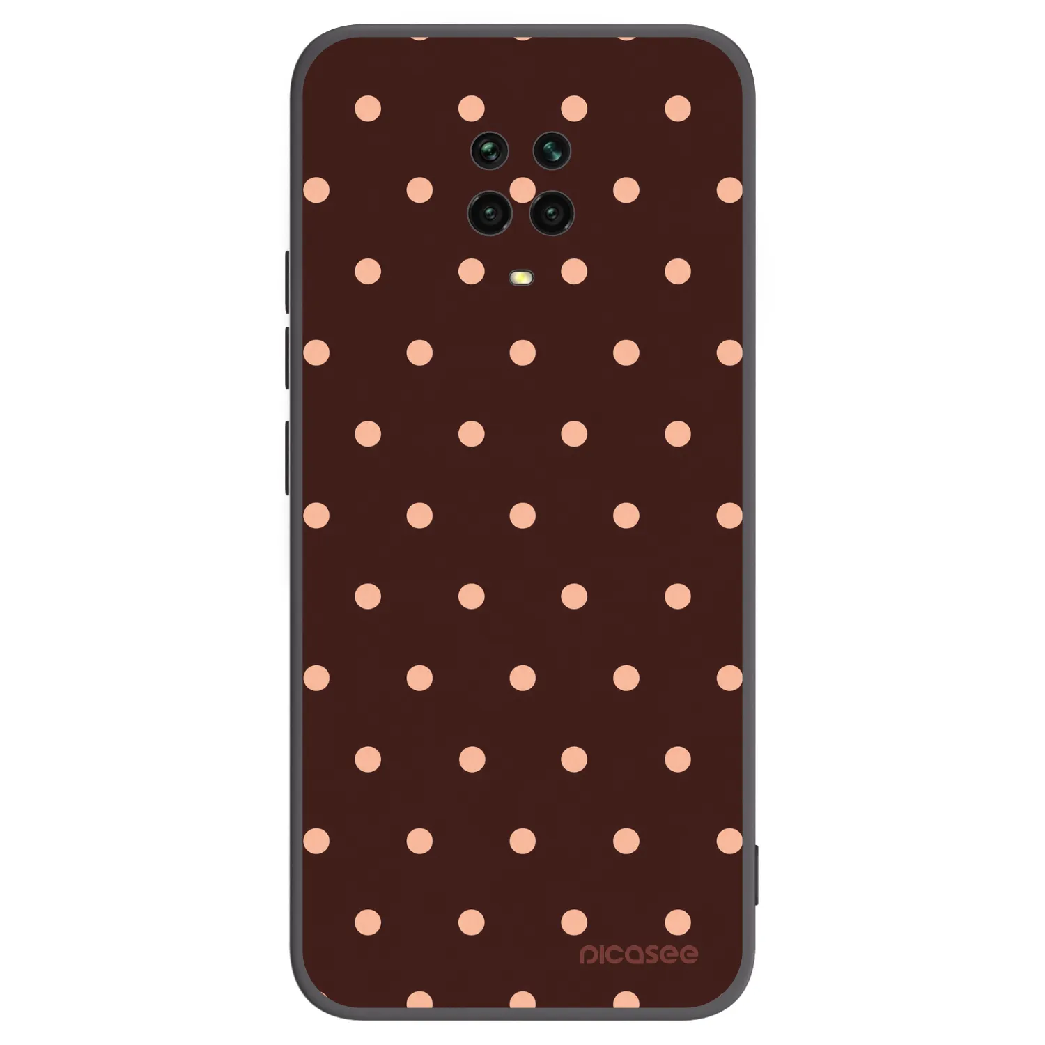 Picasee silikonowe czarne etui na Xiaomi Redmi Note 9 Pro - Peach Dots & Chocolate
