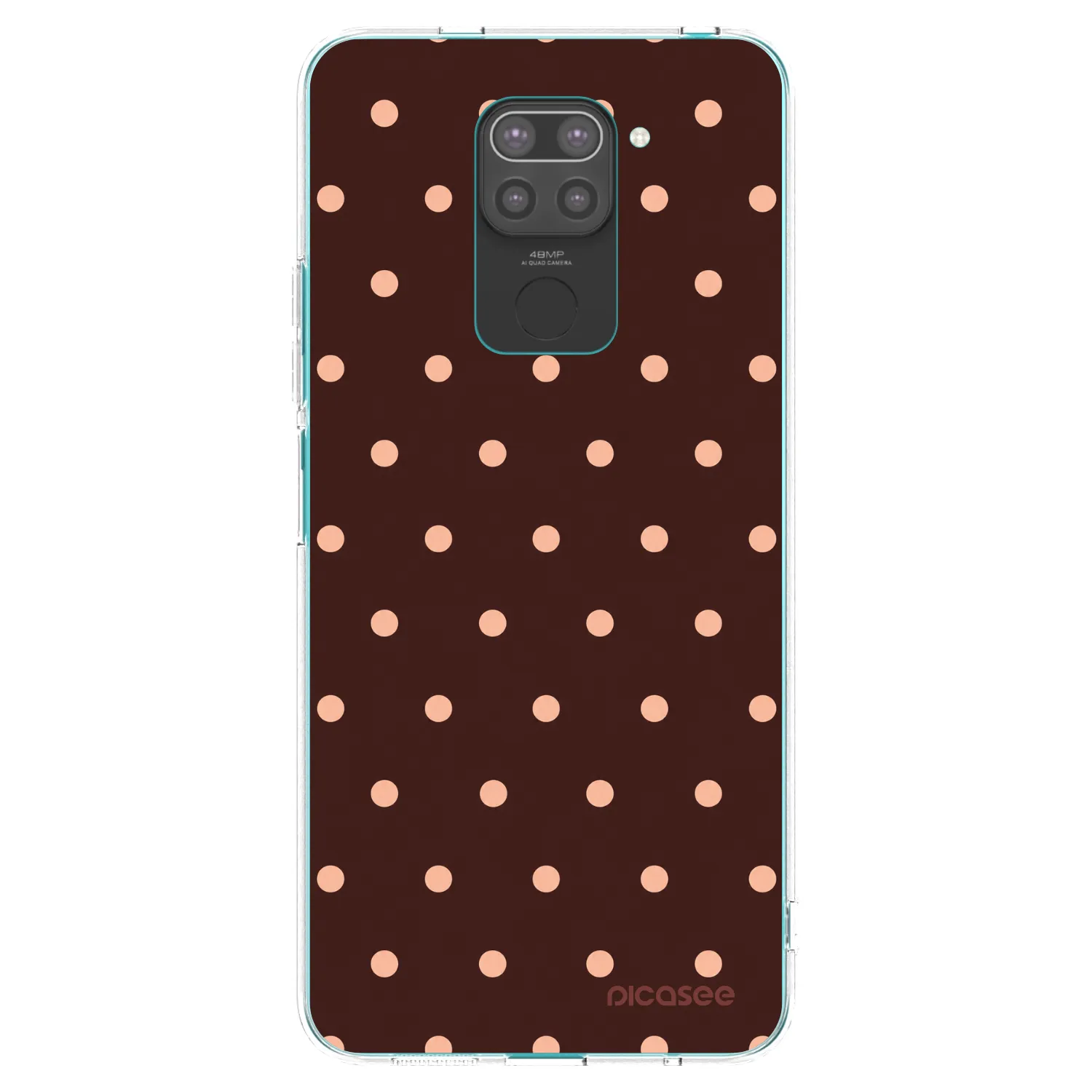Picasee silikonowe czarne etui na Xiaomi Redmi Note 9 - Peach Dots & Chocolate