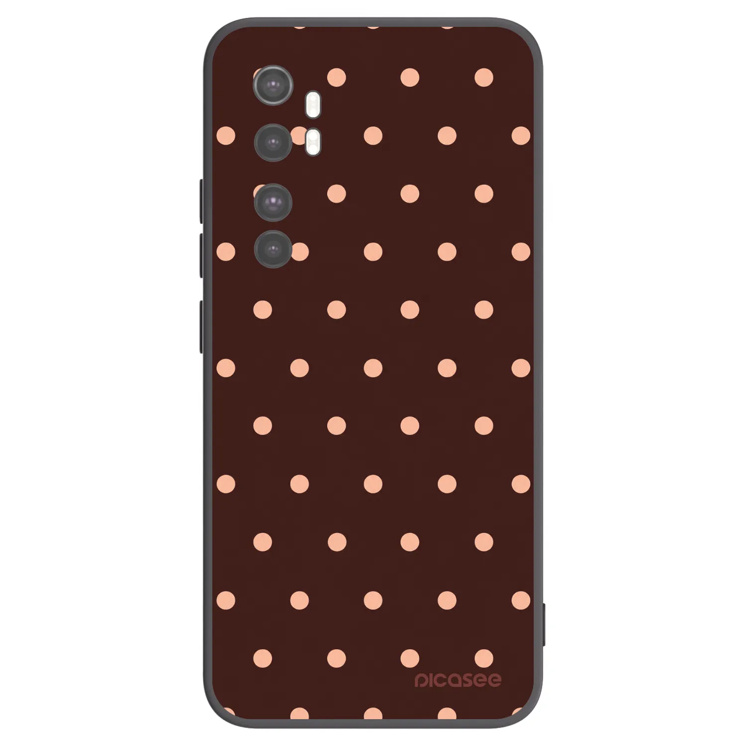 Picasee silikonowe czarne etui na Xiaomi Mi Note 10 Lite - Peach Dots & Chocolate