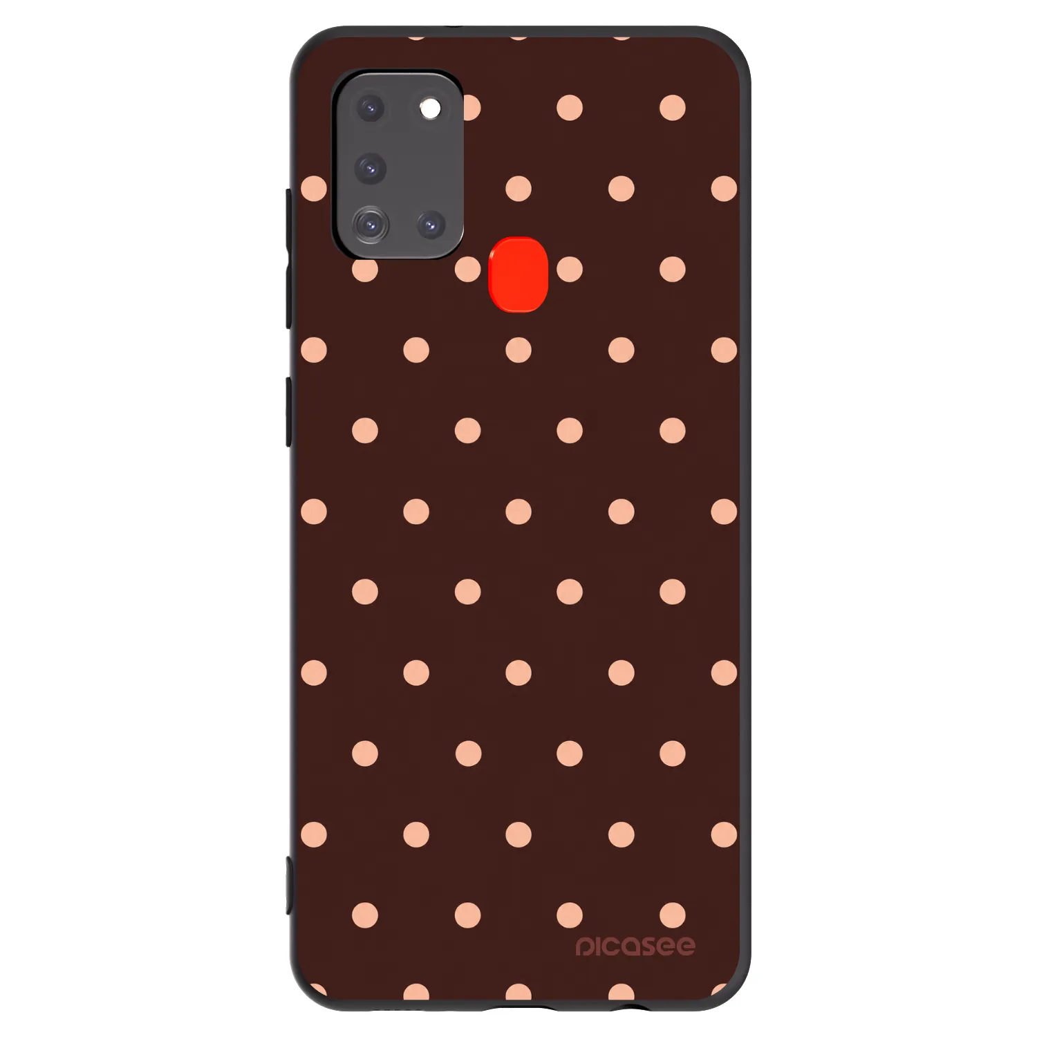 Picasee silikonowe czarne etui na Samsung Galaxy A21s - Peach Dots & Chocolate