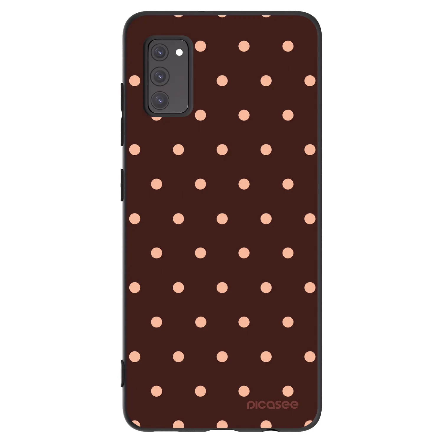 Picasee silikonowe czarne etui na Samsung Galaxy A41 A415F - Peach Dots & Chocolate