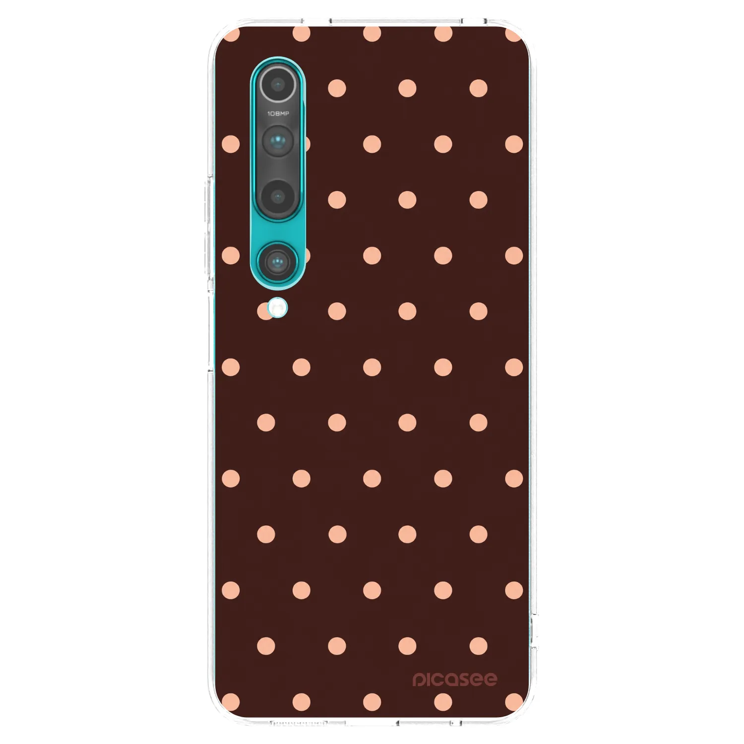 Picasee silikonowe przeźroczyste etui na Xiaomi Mi 10 - Peach Dots & Chocolate