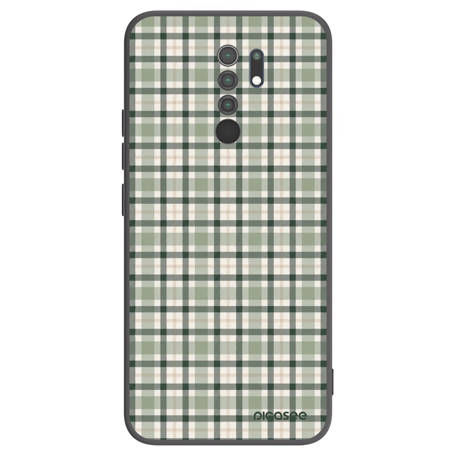 Picasee silikonowe czarne etui na Xiaomi Redmi 9 - Sage Tartan