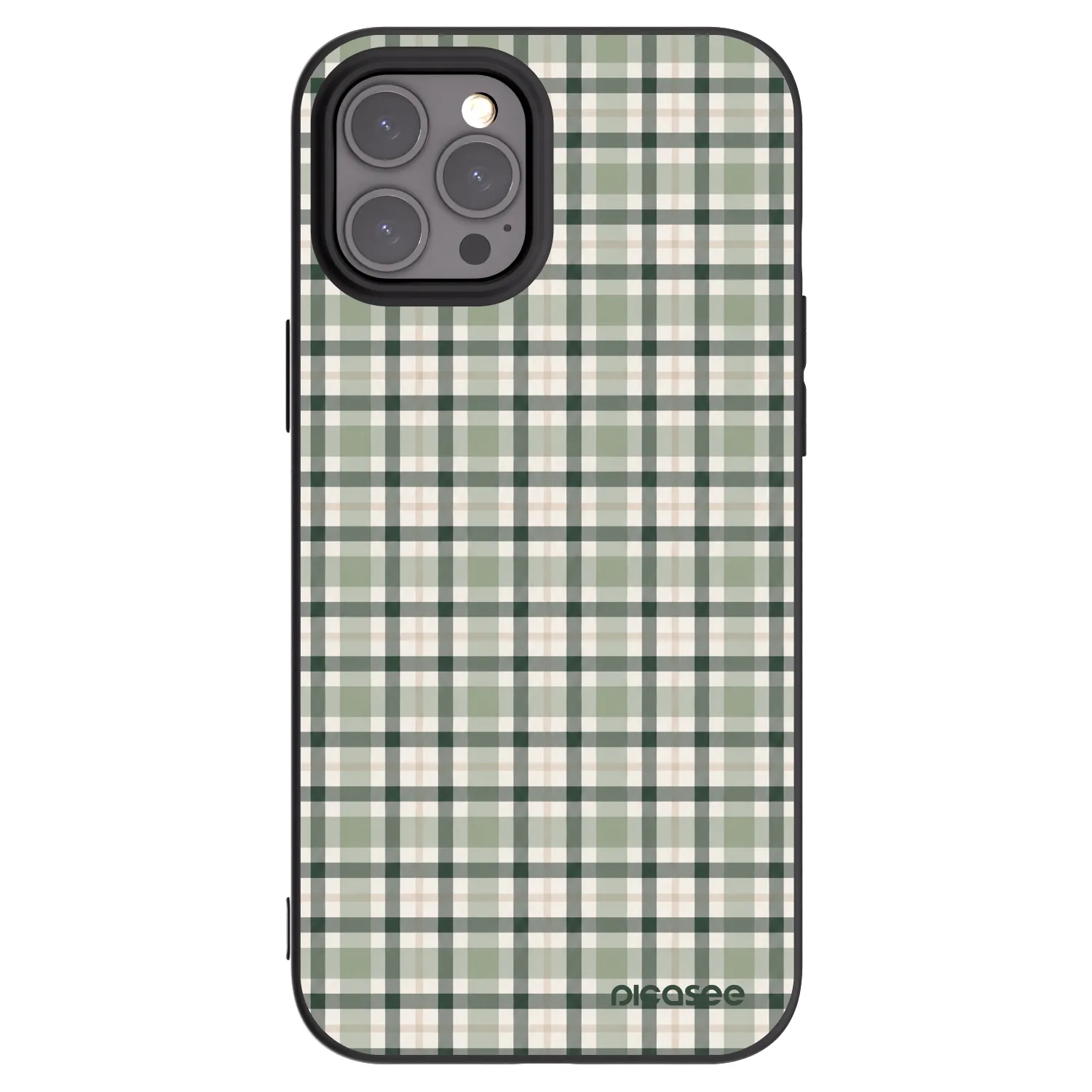 Picasee silikonowe czarne etui na Apple iPhone 12 Pro Max - Sage Tartan
