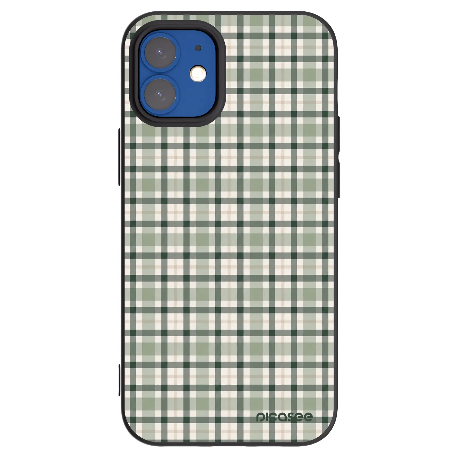 Picasee silikonowe czarne etui na Apple iPhone 12 mini - Sage Tartan