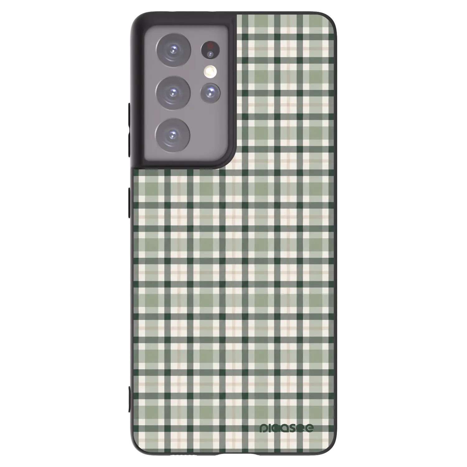 Picasee silikonowe czarne etui na Samsung Galaxy S21 Ultra 5G G998B - Sage Tartan