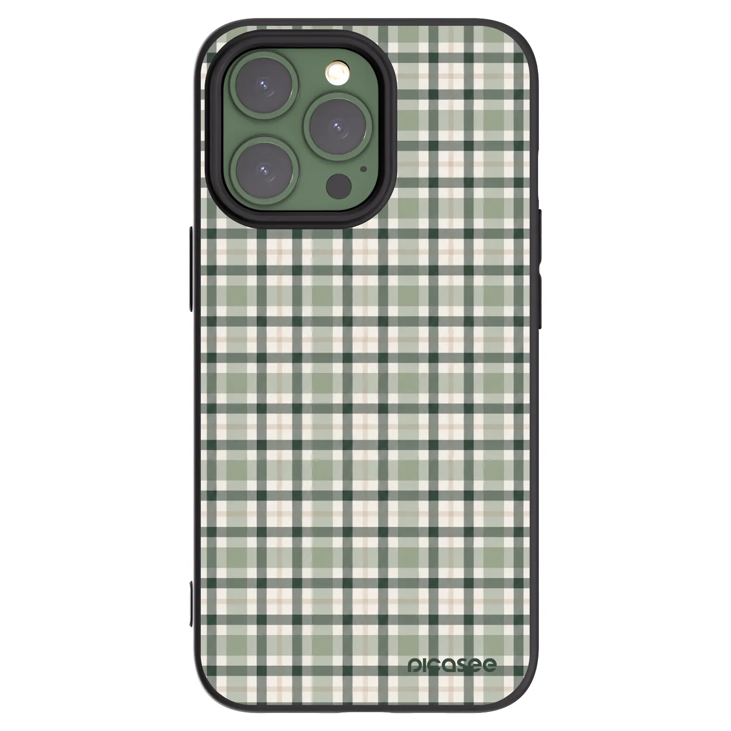 Picasee silikonowe czarne etui na Apple iPhone 13 Pro - Sage Tartan