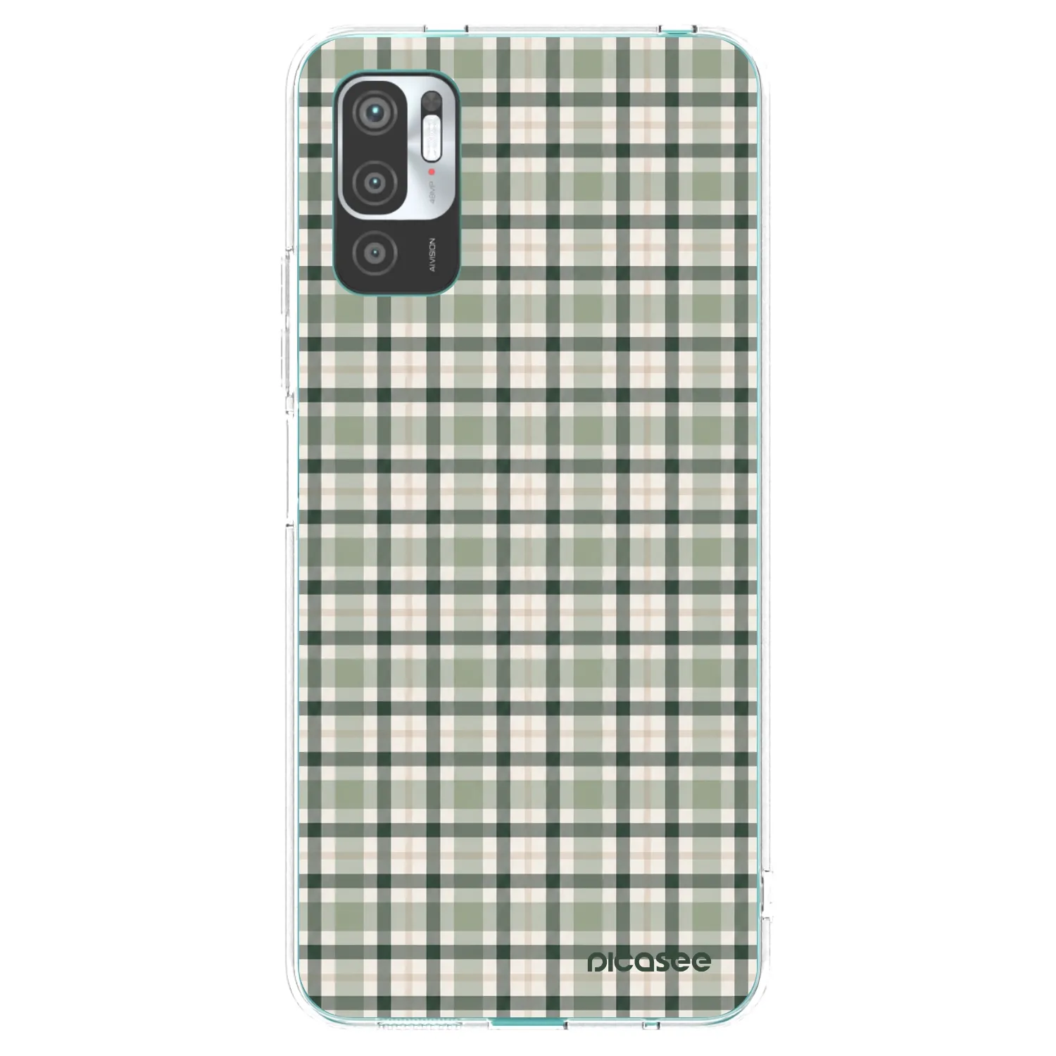 Picasee silikonowe przeźroczyste etui na Xiaomi Redmi Note 10 5G - Sage Tartan