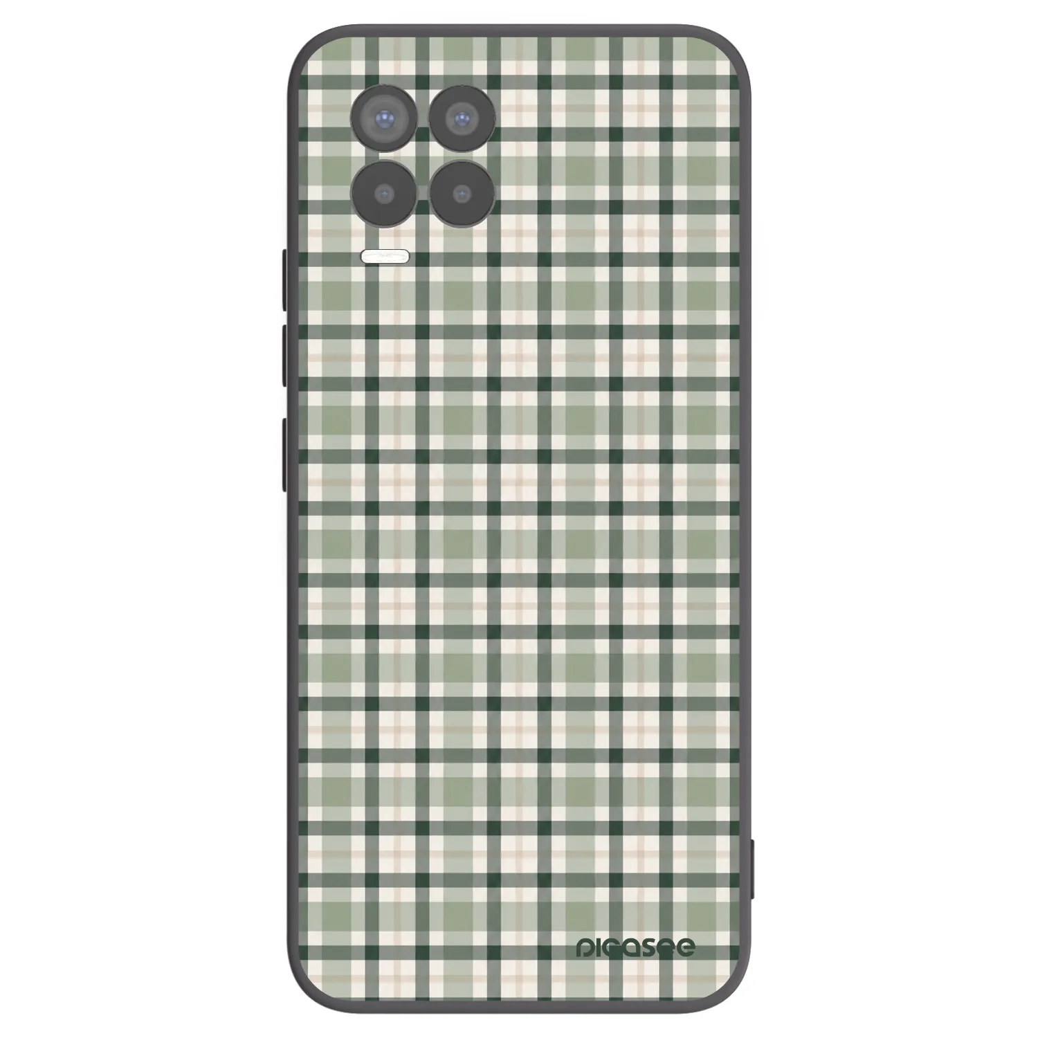 Picasee silikonowe czarne etui na Realme 8 4G - Sage Tartan