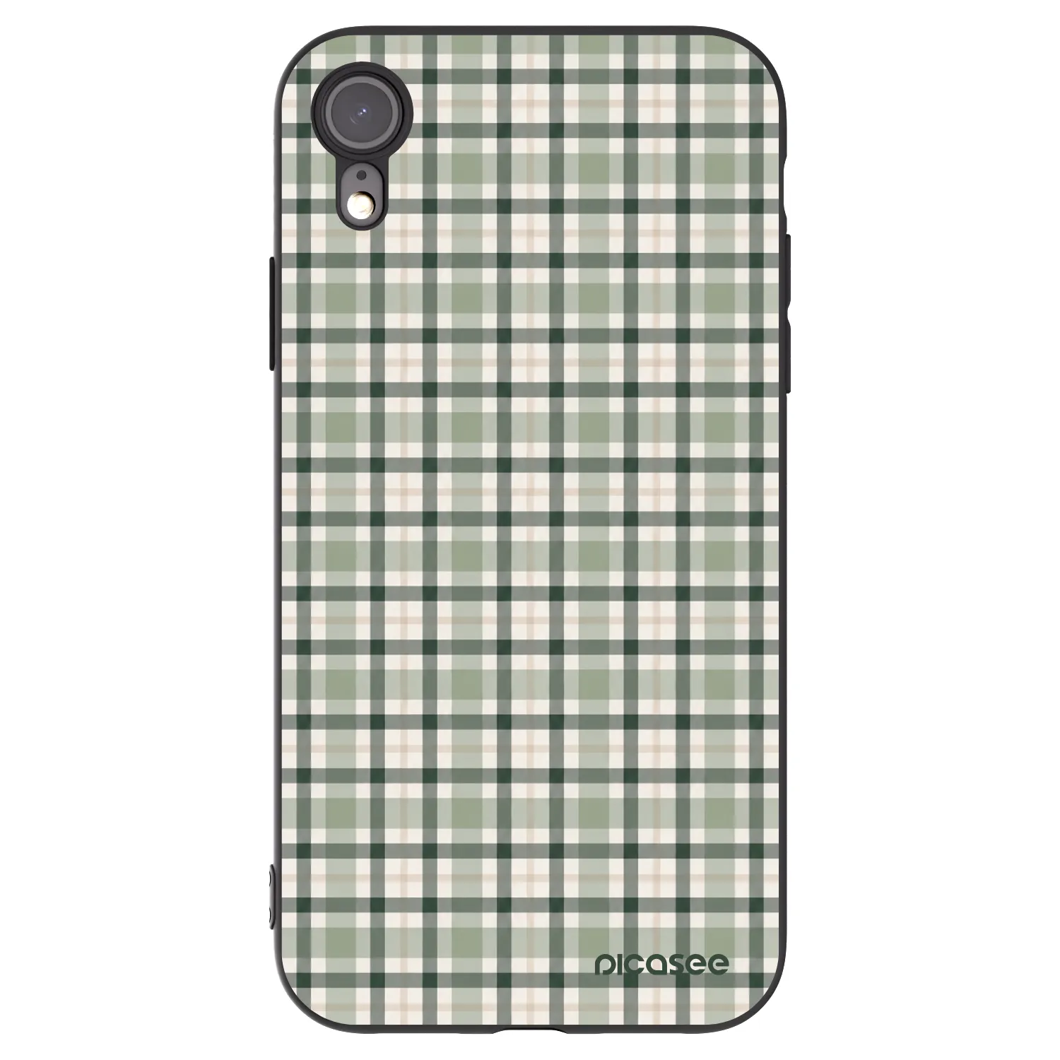 Picasee silikonowe czarne etui na Apple iPhone XR - Sage Tartan