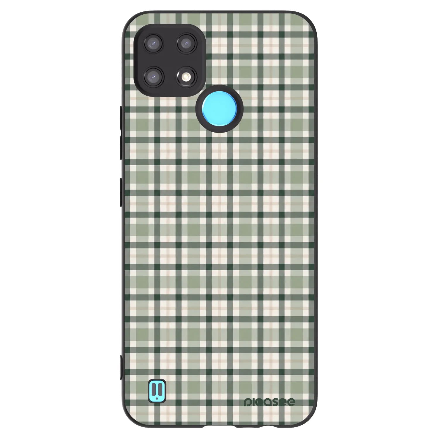 Picasee silikonowe czarne etui na Realme C21 - Sage Tartan