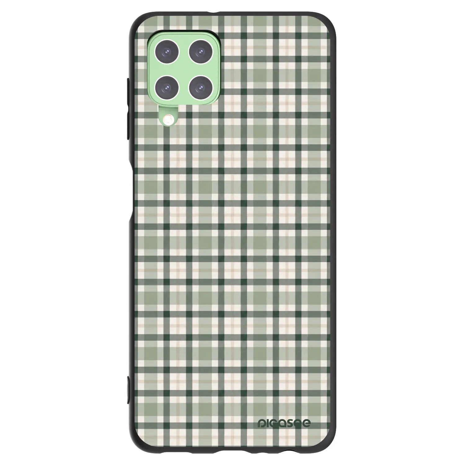 Picasee silikonowe czarne etui na Samsung Galaxy A22 A225F 4G - Sage Tartan