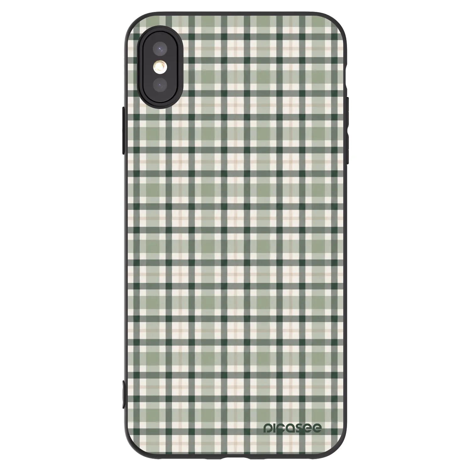 Picasee silikonowe czarne etui na Apple iPhone XS Max - Sage Tartan