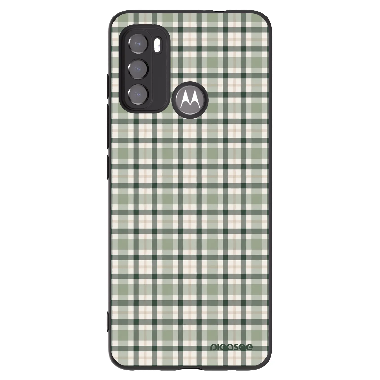 Picasee silikonowe czarne etui na Motorola Moto G60 - Sage Tartan