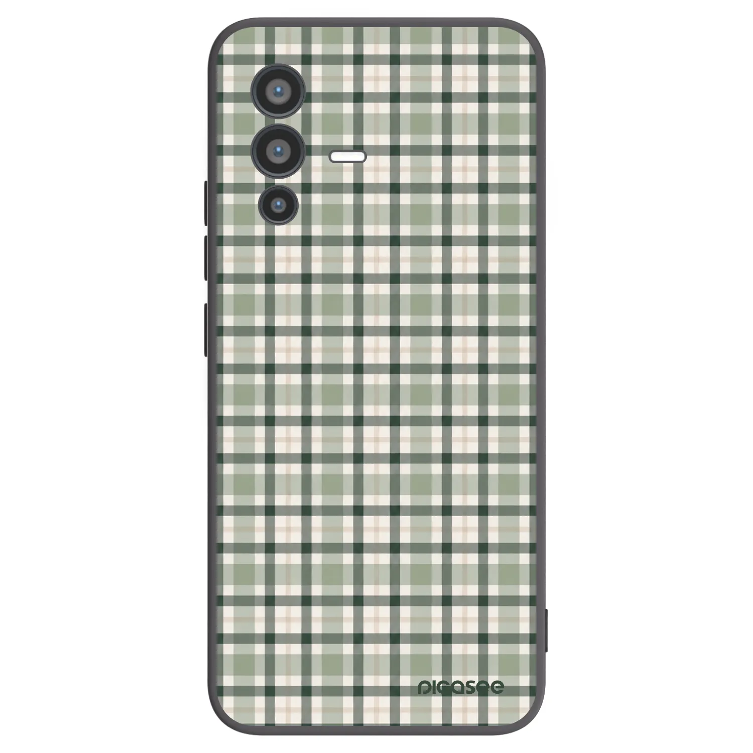 Picasee silikonowe czarne etui na Vivo V23 5G - Sage Tartan