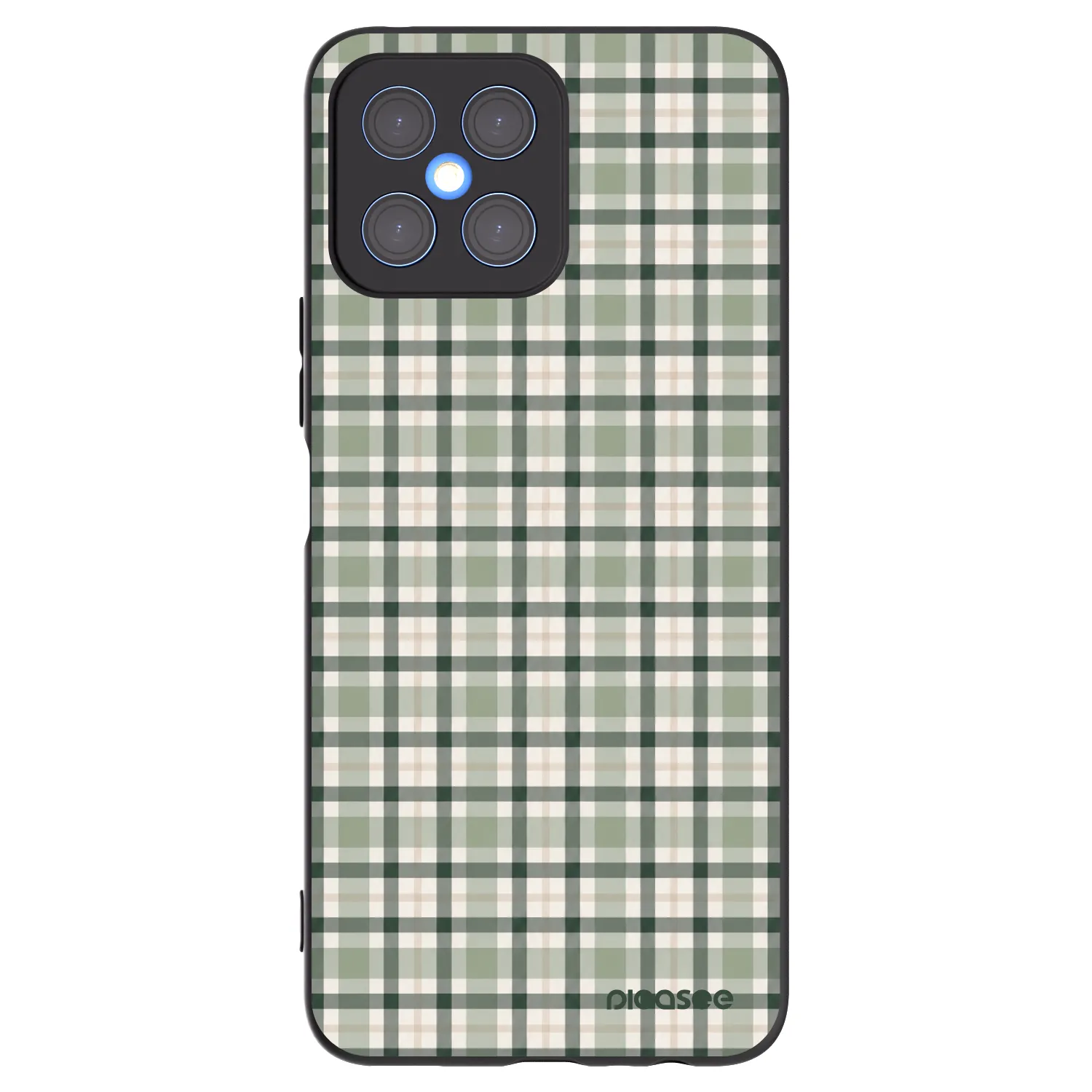 Picasee silikonowe czarne etui na Honor X8 4G - Sage Tartan