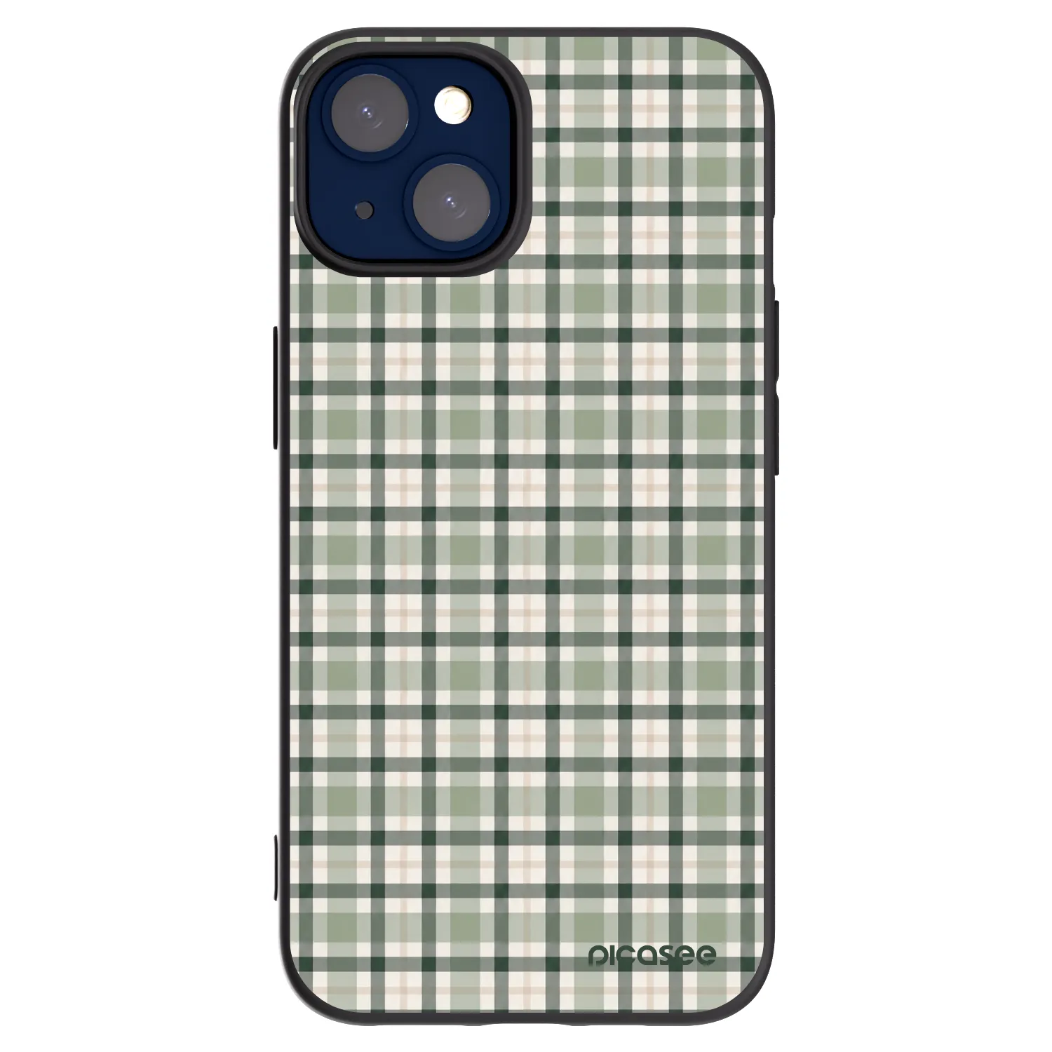 Picasee silikonowe czarne etui na Apple iPhone 14 - Sage Tartan