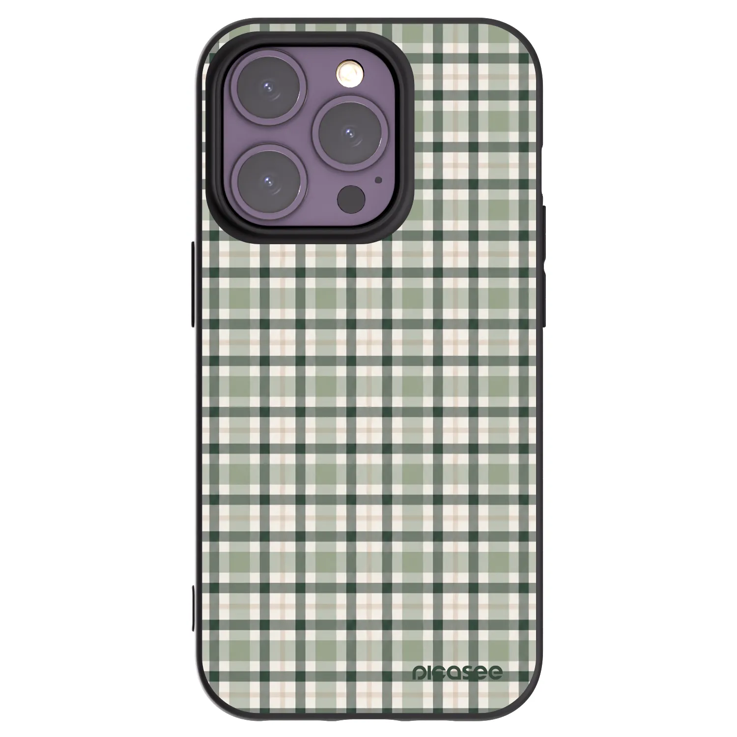 Picasee silikonowe czarne etui na Apple iPhone 14 Pro - Sage Tartan