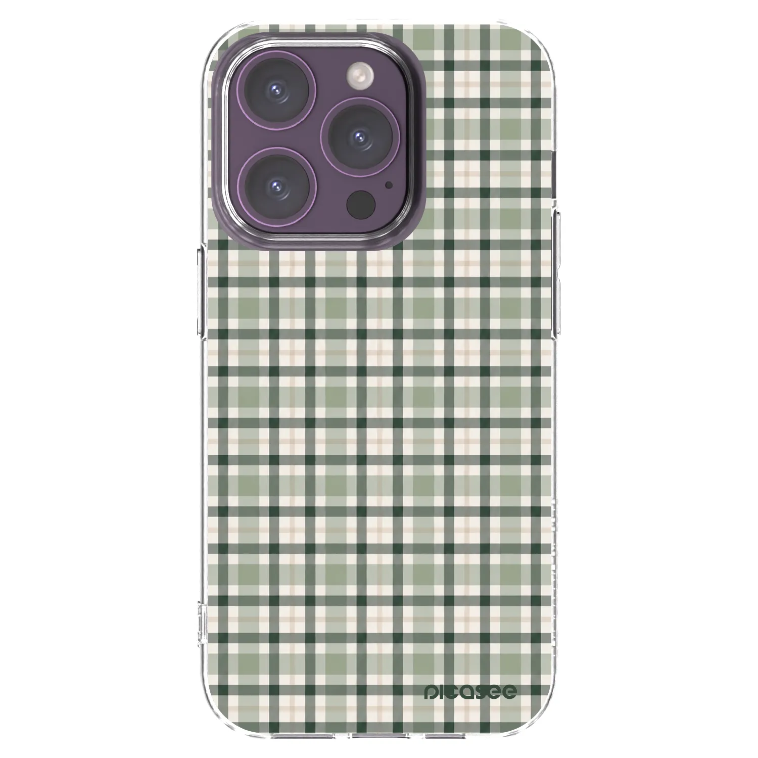 Picasee silikonowe przeźroczyste etui na Apple iPhone 14 Pro - Sage Tartan