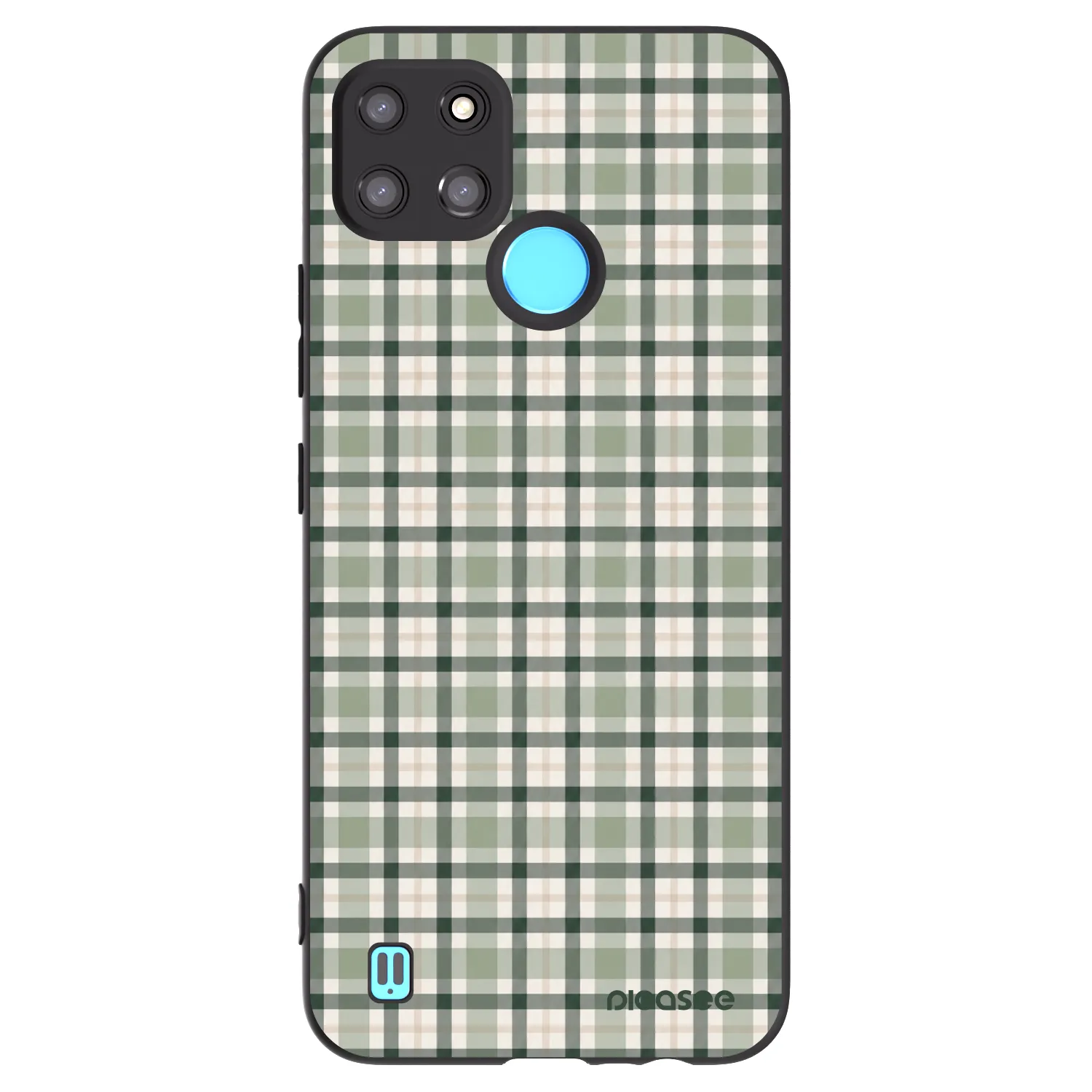 Picasee silikonowe czarne etui na Realme C21Y - Sage Tartan